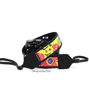 Pasek do aparatu fotograficznego Żółty folk z czarnym