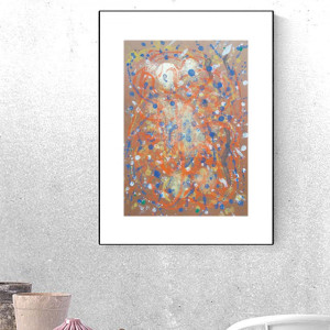 abstrakcyjna grafika na ścianę, dekoracja do loftu, nowoczesna grafika 30x40, brązowy rysunek A3, minimlizm obrazek do sypialni, abstrakcja do pokoju