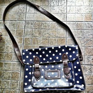 Torba granatowa w białe grochy vintage