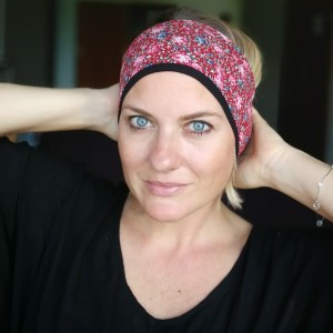 opaska damska podwójna w kwiaty handmade