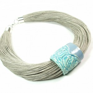 Jeteng naszyjnik lniany z ceramiką