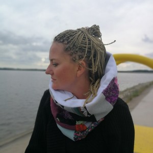 komin patchworkowy na podszewce miękki, miły