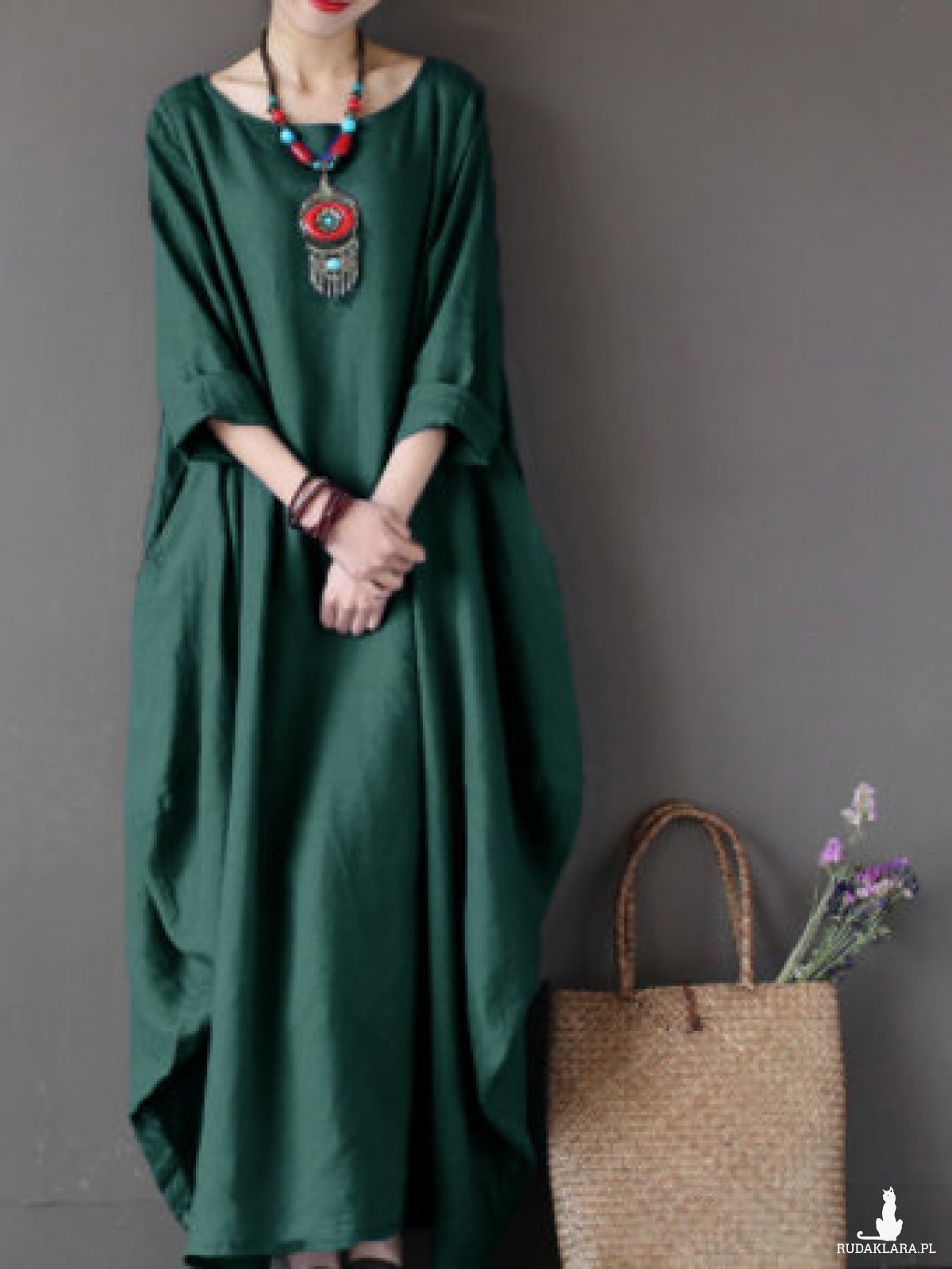 zielona sukienka oversize bawełna – sukienka rozmiar M