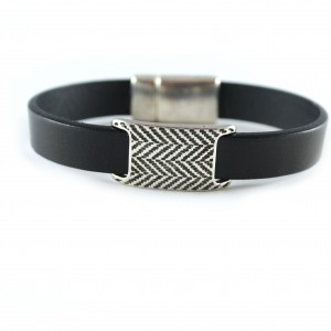 Bransoletka skórzana czarna