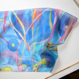 Słoneczne Powidoki, szal jedwabny malowany ręcznie