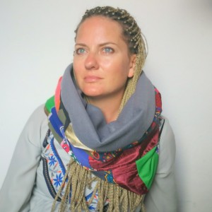 komin patchworkowy na podszewce miękki, miły