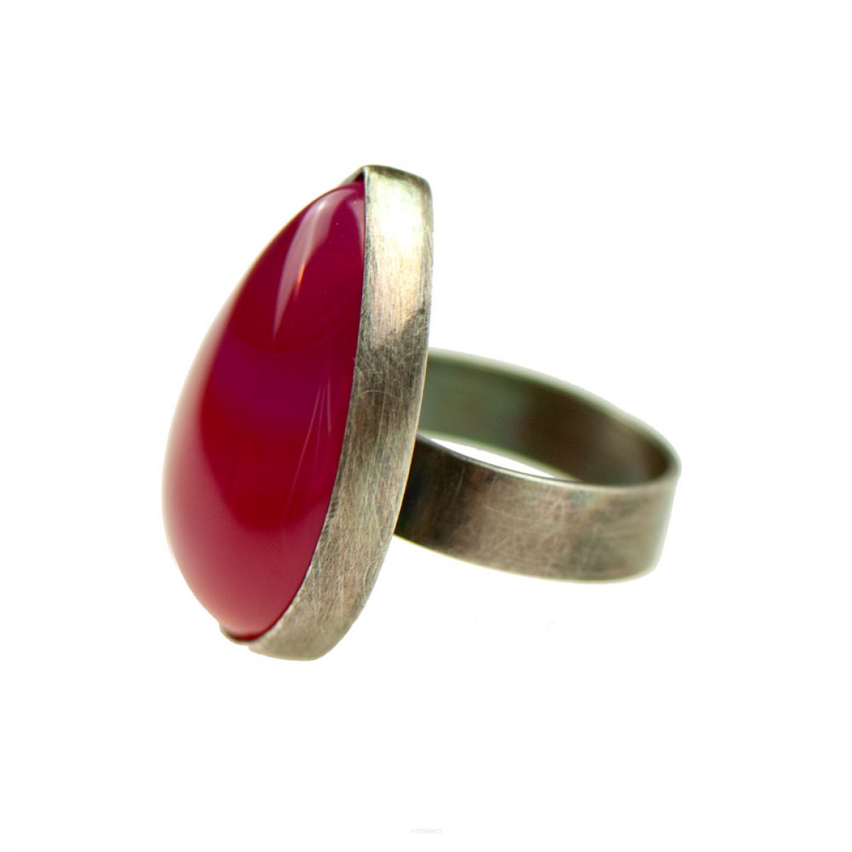 Srebrny pierścień z różowym agatem Carmen a846