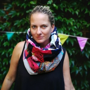 komin patchworkowy na podszewce miękki, miły