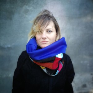 komin patchworkowy na podszewce miękki, miły