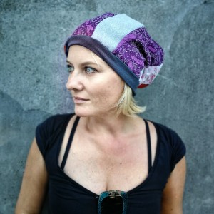 czapka patchworkowa na podszewce damska wiosenna- jesienna