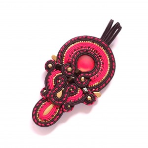 Czerwono-czarno-złoty naszyjnik sutasz