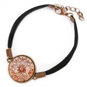 BRANSOLETKA SZCZĘŚCIA z motywem MANDALI orient boho etno medytacja MANDALA HARMONIZUJĄCA ZEN na prezent