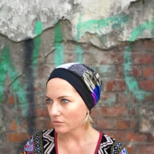 czapka damska patchworkowa smerfetka