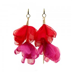 Modne kolczyki kwiatowe z łańcuszkiem c857-12