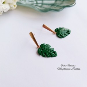 Kolczyki liście  monstery