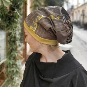 czapka damska patchworkowa smerfetka