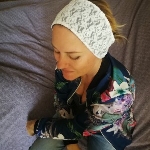 opaska damska podwójna niebieska   handmade