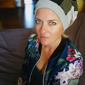 czapka damska patchworkowa smerfetka