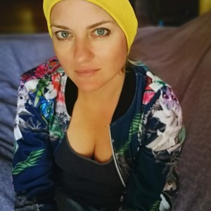 czapka damska patchworkowa smerfetka