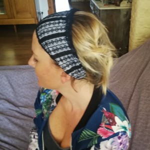 opaska damska podwójna niebieska   handmade