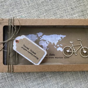 023 KARTKA NA ŚLUB W SZCZĘŚLIWĄ PODRÓŻ w stylu eco /rustykalnym