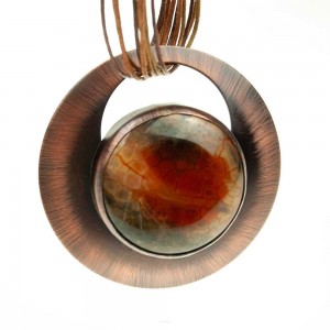Naszyjnik z miedzi z agatem c849