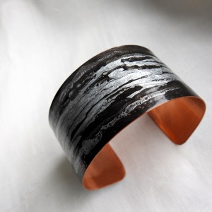 Bransoleta "Czerń i srebro" ręcznie malowana