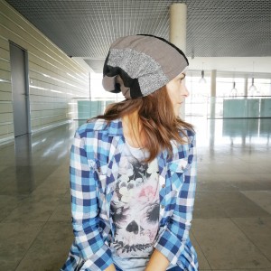 czapka damska patchworkowa smerfetka