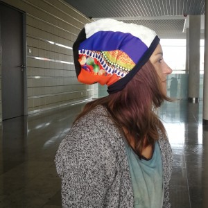 czapka damska patchworkowa smerfetka