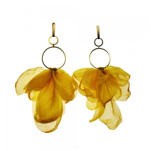 Kwiatowe letnie kolczyki boho w kolorze żółtym c682