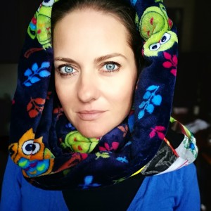 komin patchworkowy na podszewce miękki, miły