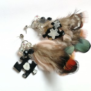 Klipsy długie pawie piora