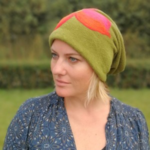 czapka wełniana zielona handmade zimowa