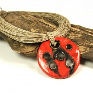 RESANEAL - lniany naszyjnik z ceramiką