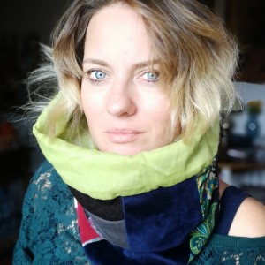 komin patchworkowy na podszewce miękki, miły