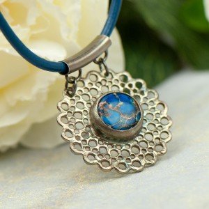In blue naszyjnik ze srebra z jaspisem a864