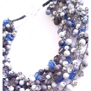 4545 elegancki naszyjnik kolia szary