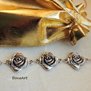 Bransoletka "3 Róże" z regulacją.