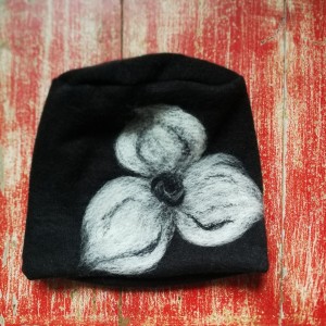 czapka wełniana czarna handmade