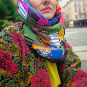 komin patchworkowy na podszewce