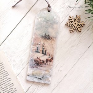 Zakładka do książki - zimowy pejzaż