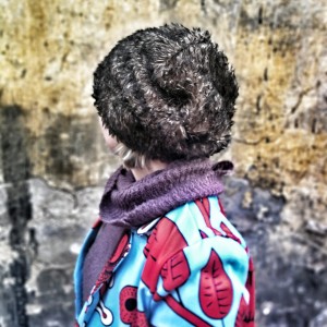 czapka futrzana damska szara handmade uszyta ze sztucznego futerka