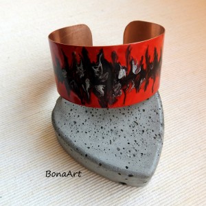 Bransoleta "Tajemnicza czerwień" ręcznie malowana