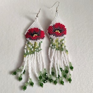 Kolczyki - wpleciony kwiat