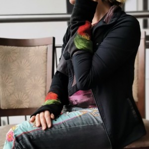 mitenki w kolorze czarnym filcowane wełna merynosów