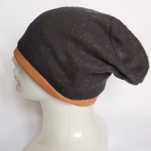 czapka damska czarna melanż z brązem miodowym