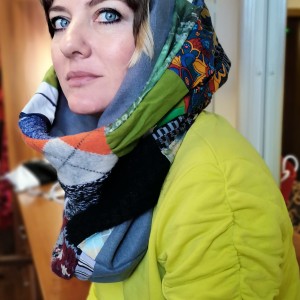 komin patchworkowy boho handmade kolorowy ciepły