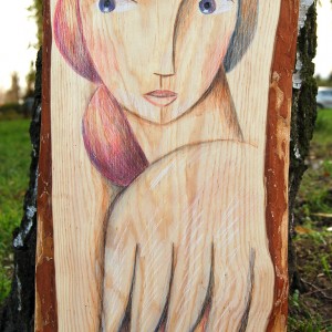 Anieli na sosnowej desce