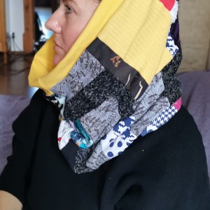 komin patchworkowy boho handmade kolorowy ciepły