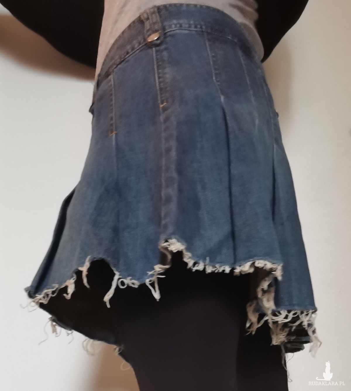 spódnica boho jeansowa biodrówka 42